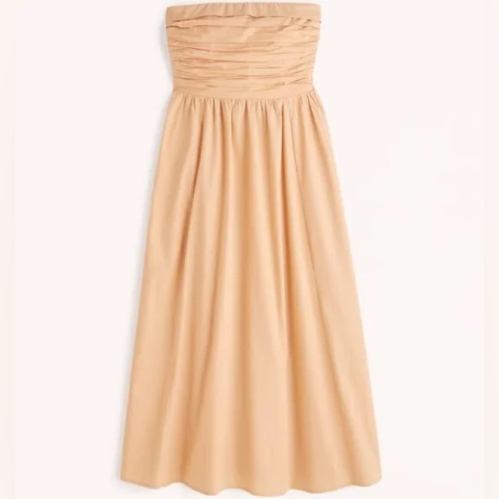 Abercrombie Poplin Strapless Dress Peach